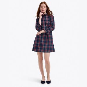 Draper James Lindsay Red and Blue Plaid Long Sleeve Shift Dress NWT